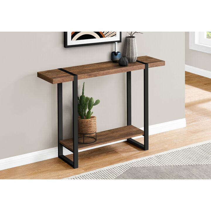 Monarch Specialties I 2851 Accent Table, Console, Entryway, Narrow, Sofa, Living Room, Bedroom, Metal, Laminate, Brown, Black, Contemporary, Modern