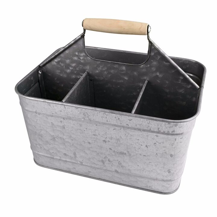 Galvanized Metal Sturdy Carry All Serveware, Gray-Benzara