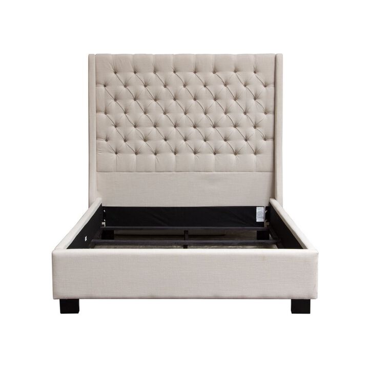 Diamond SofaDiamond Sofa Park Avenue Eastern King Tufted Bed with Vintage Wing in Desert Sand Linen