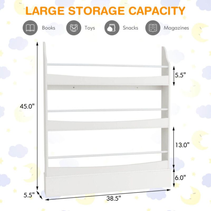 Hivvago 3-Tier Bookshelf with 2 Anti-Tipping Kits for Books and Magazines