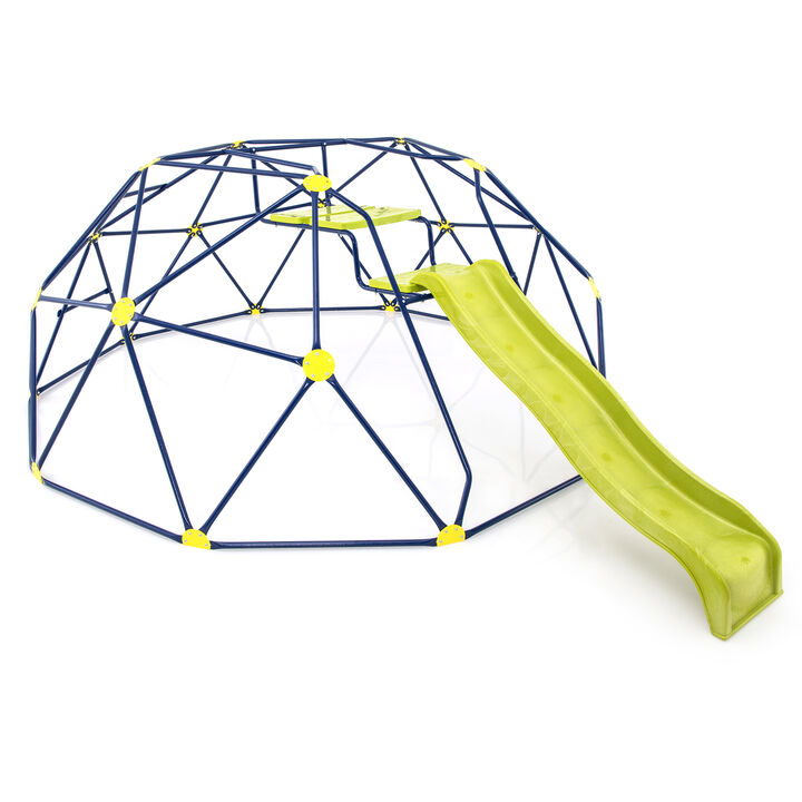 13.3 FT Climbing Dome Geometric Dome Climber with Extended Wavy Slide and 2 Rest Platforms