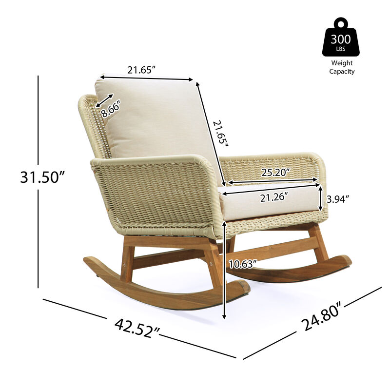 Merax 3-Piece Outdoor Rocking Chairs Side Table Seating Set