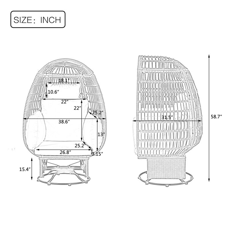 Merax Egg-shape Outdoor Swivel Chair with Cushions