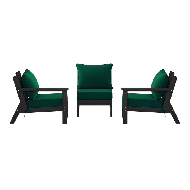 WestinTrends Outdoor Patio HDPE Sectional Sofa with Patio Cushions