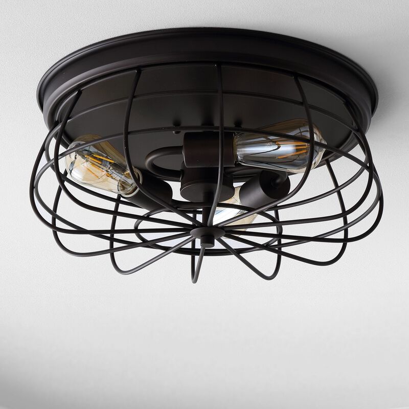Calvia 3-Light Farmhouse Metal Cage Flush Mount