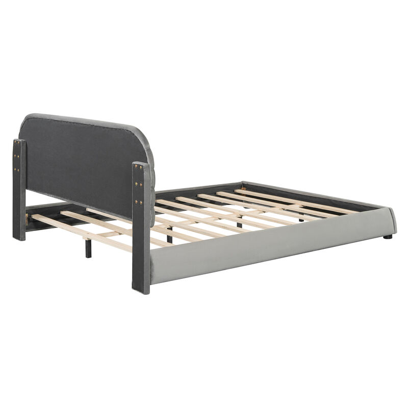 Merax Velvet Upholstered Platform Bed