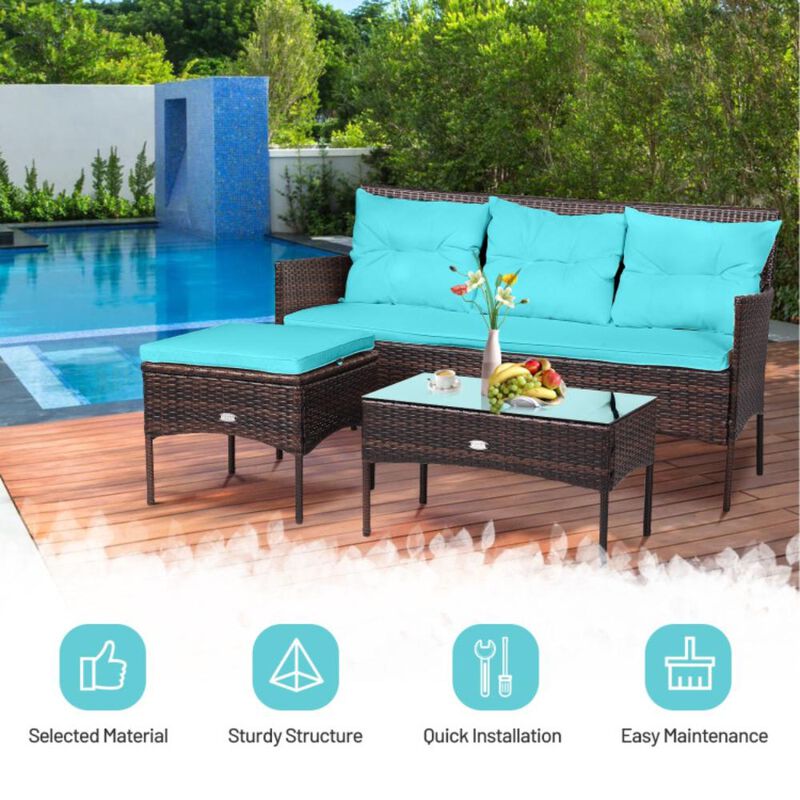 Hivvago 3 Pieces Patio Furniture Sectional Set with 5 Cozy Cushions