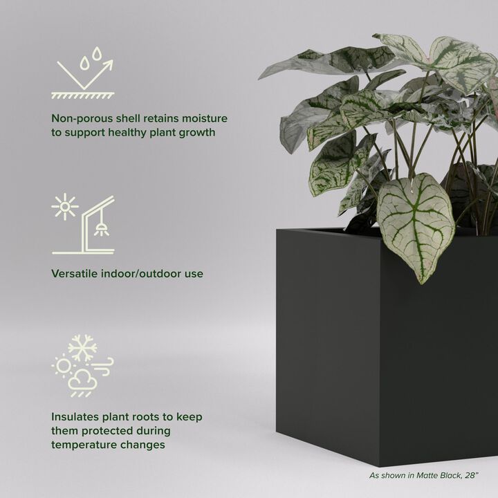 Greenline Fiberglass Jack Medium Indoor/Outdoor Square Cube Planter - 16 in x 16 in x 16 in