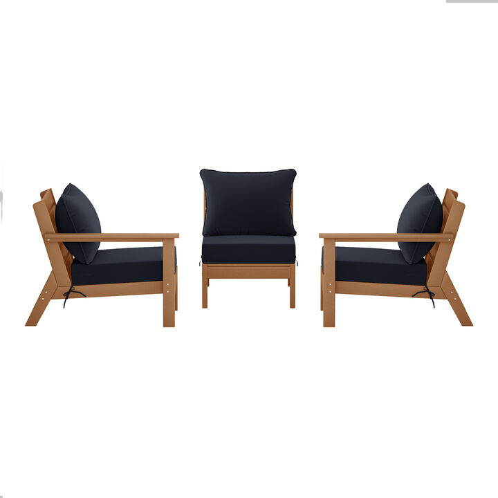 WestinTrends Outdoor Patio HDPE Sectional Sofa with Patio Cushions