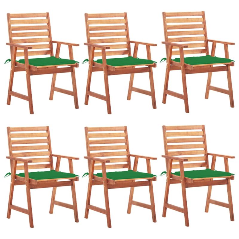 vidaXL Outdoor Dining Chairs 6 pcs with Cushions Solid Acacia Wood