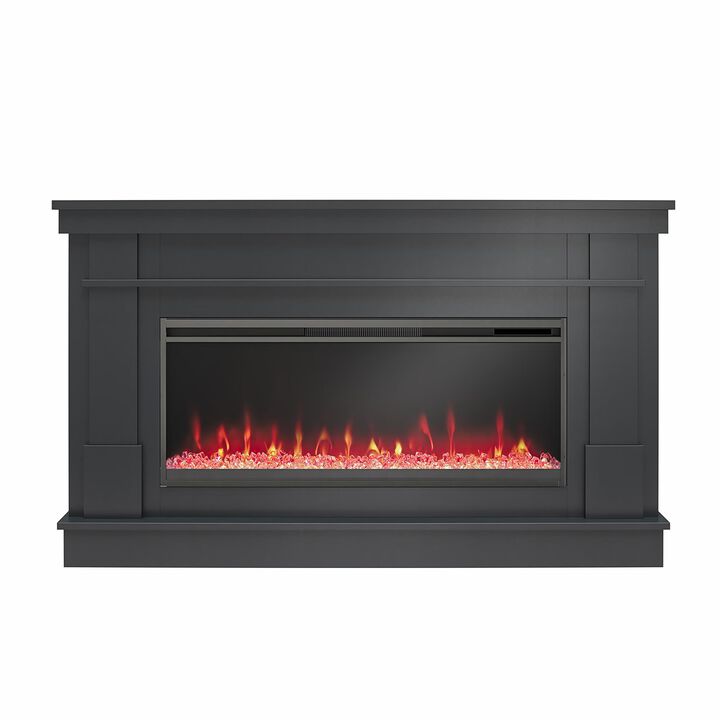 Novogratz Waverly Wide Mantel with Linear Electric Fireplace & Crystal Ember Bed