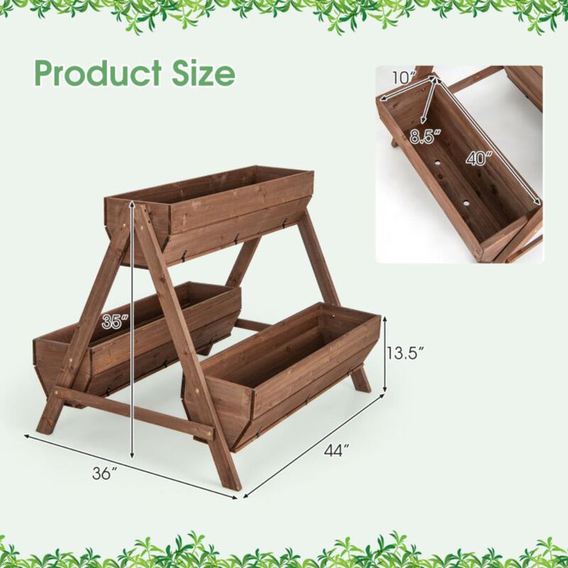Hivvago Vertical Raised Garden bed with 3 Wooden Planter Boxes