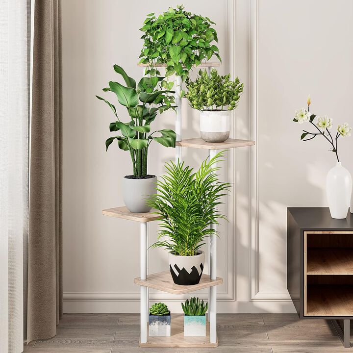 5 Layers White Shelving, Plant Stand, Interior Metal Flower Stand