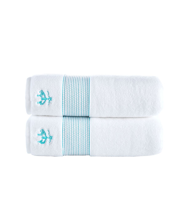 Brooks Brothers Rope Stripe Border 2 pcs Bath Towels