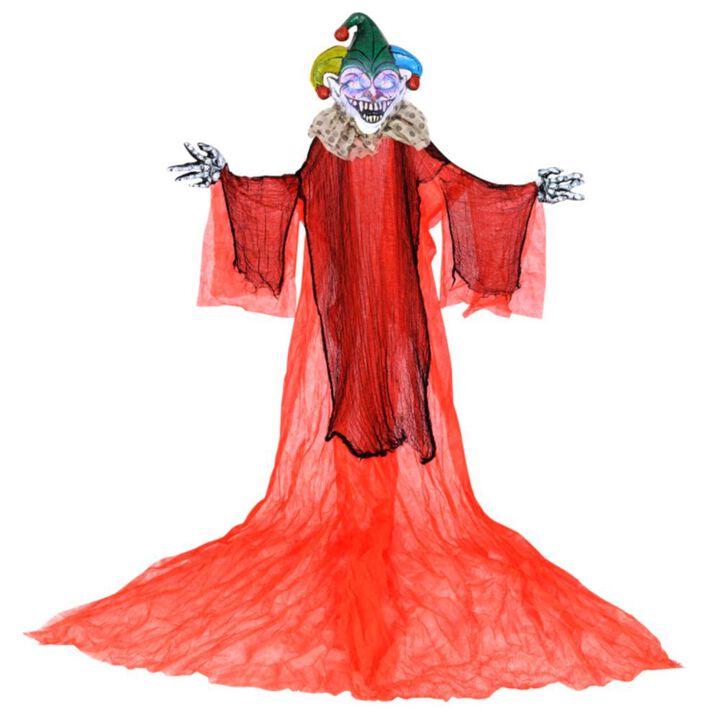 Hivvago Halloween Hanging Clown with Wings and Lighted Colorful Eyes