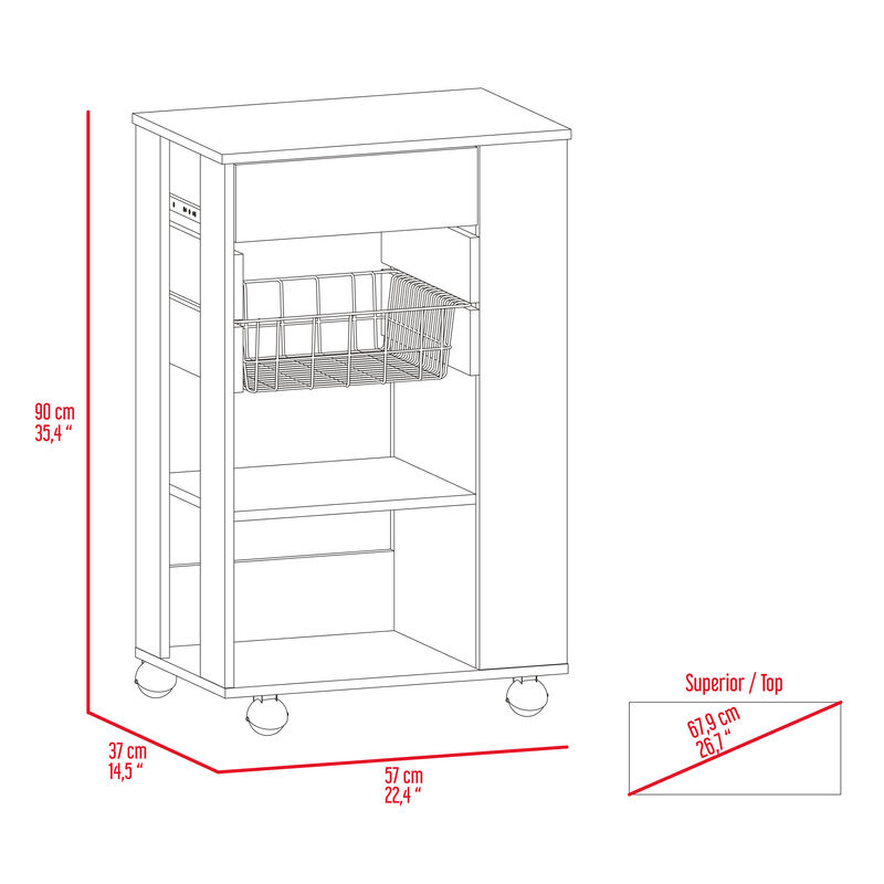 Streamdale Prospect 5-Shelf 1-Drawer Kitchen Cart Wengue And Light Oak