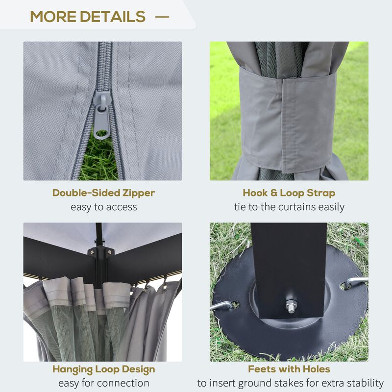 Light Grey Event Shelter: 13'x10' Gazebo with Steel Frame and Curtains