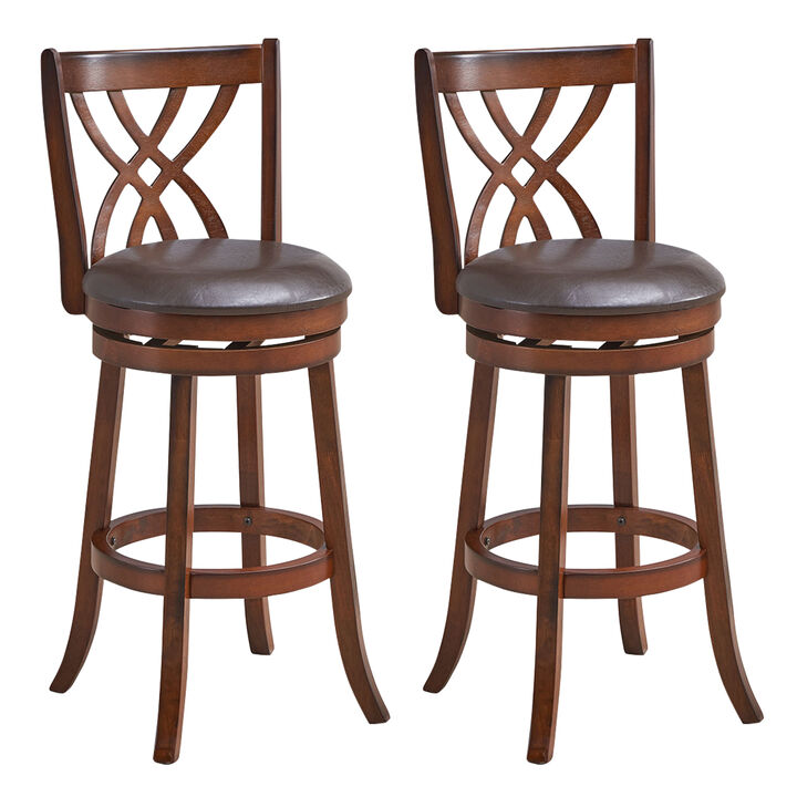 360� Swivel Counter Height Chairs with PU Leather Cushioned Seat and Footrests