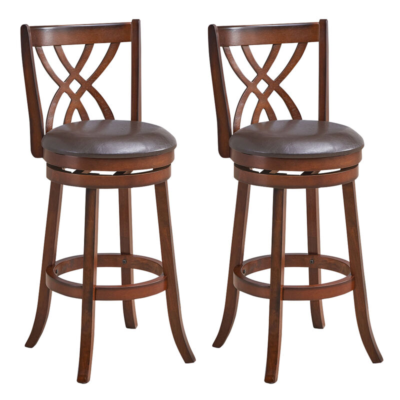 360� Swivel Counter Height Chairs with PU Leather Cushioned Seat and Footrests