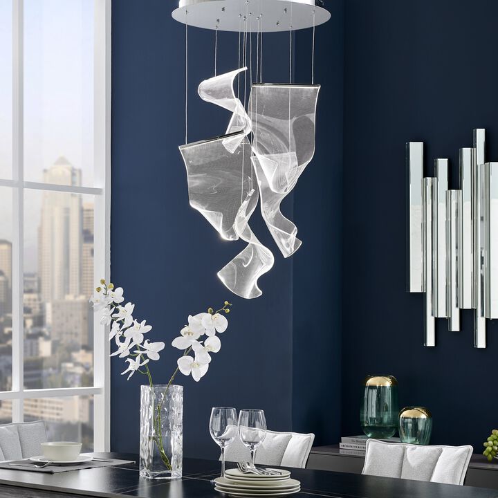 Acrylic Lace Chandelier Chrome Acrylic Integrated LED Dimmable