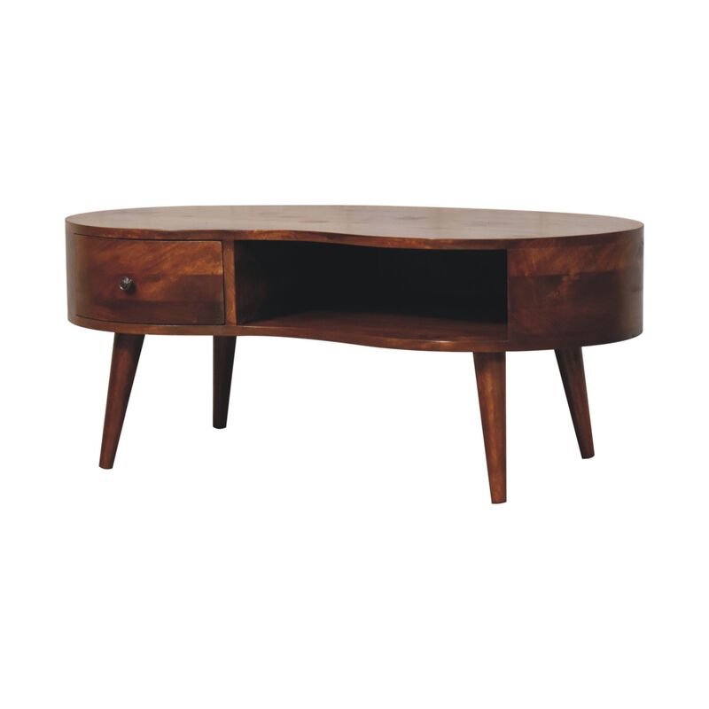 Artisan Furniture Solid Wood Large Chestnut Wave Coffee Table