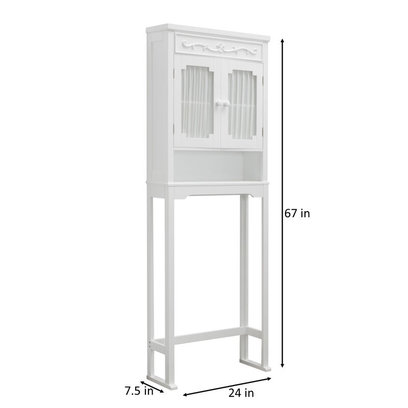 Teamson Home Lisbon Wooden Space Saver with Drapery-Lined Doors, Chrome