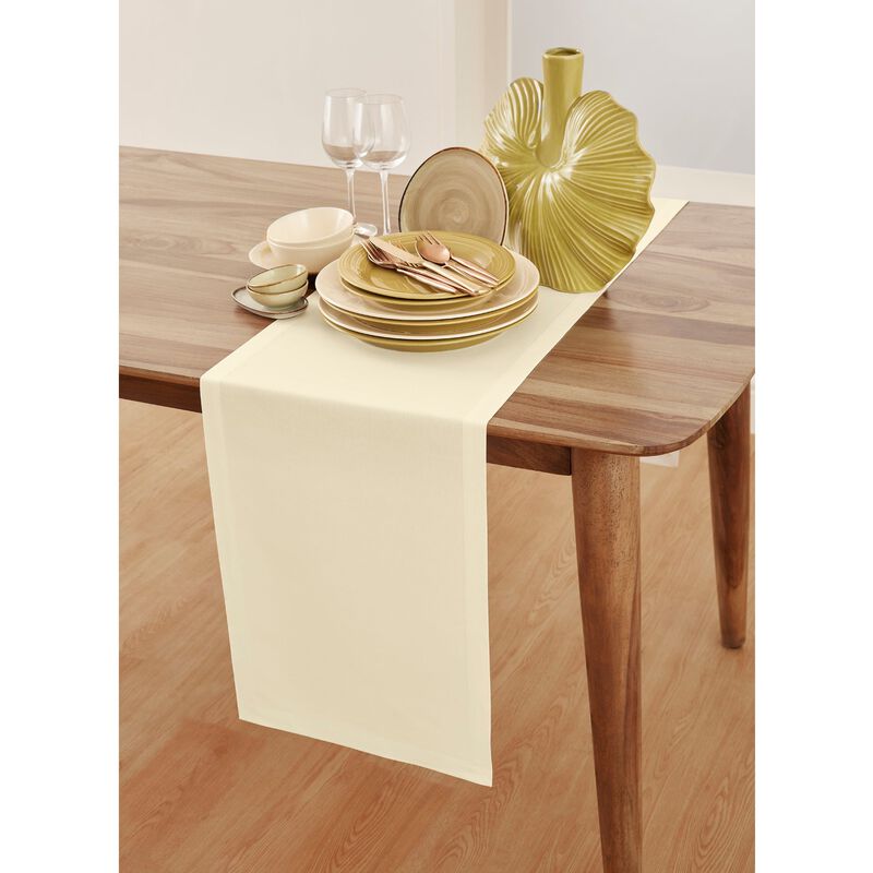Solino Home Cotton Linen Plain Table Runner | Dru