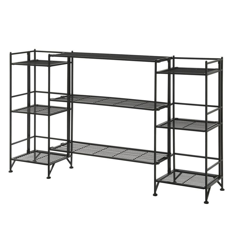 Convenience Concepts Xtra Storage 3 Tier Folding Metal Shelves with Set of 3 Deluxe Extension Shelves