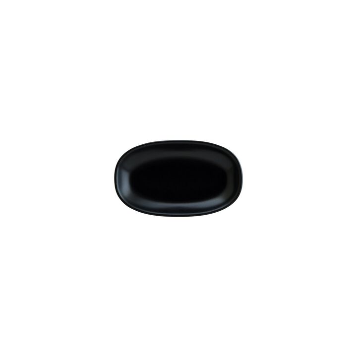 Notte 7.5" x 4.25" x h:1" Oval Black Porcelain Platter (Set of 2)