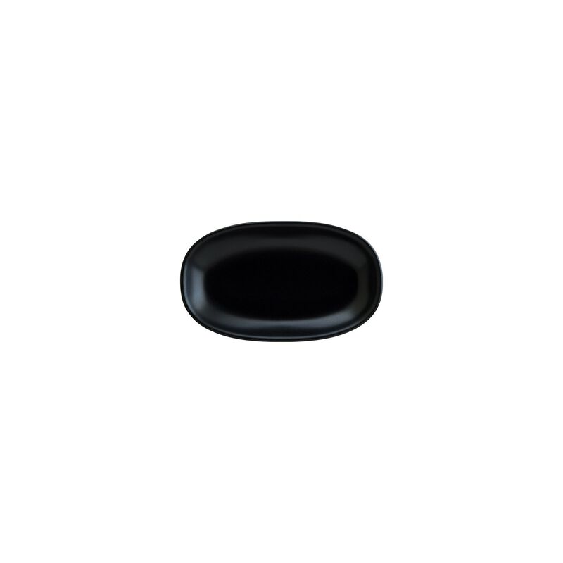 Notte 7.5" x 4.25" x h:1" Oval Black Porcelain Platter (Set of 2)