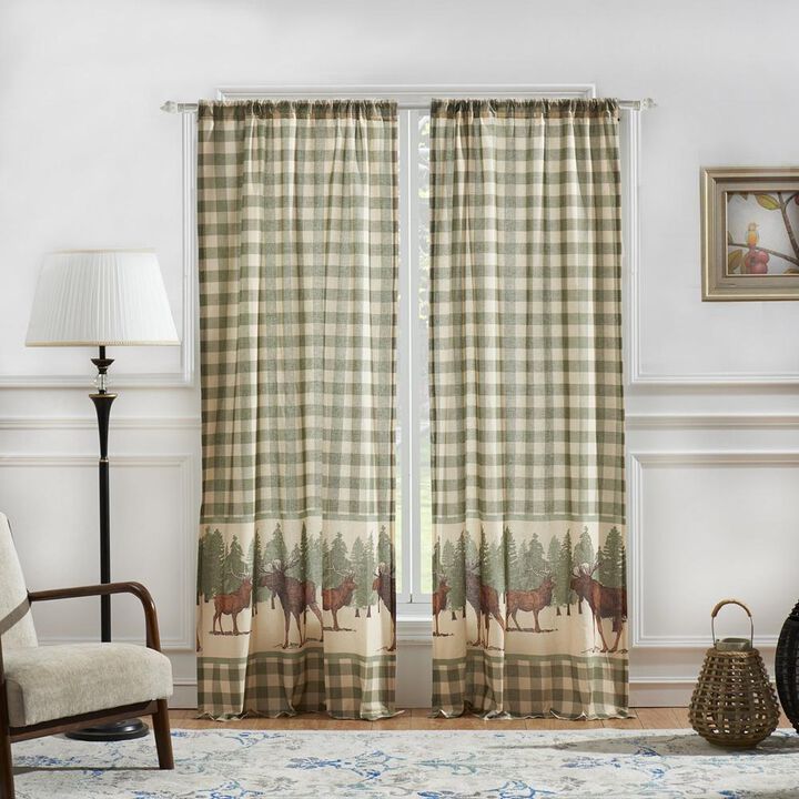 Greenland Home Fashion Moose Creek Buffalo Window Panel And Tie Backs - 4 - Piece - Multi 42x84"