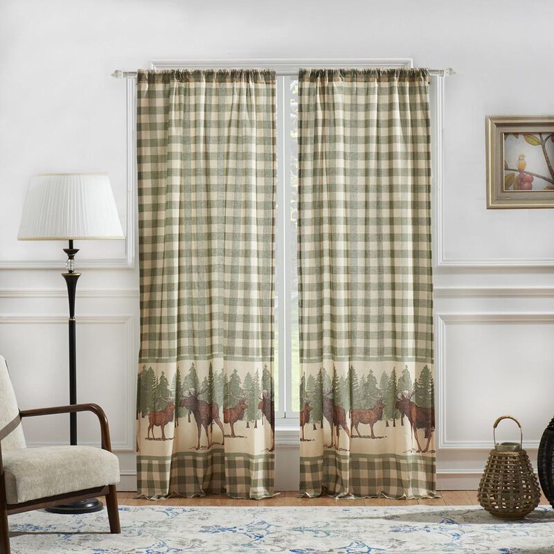 Greenland Home Fashion Moose Creek Buffalo Window Panel And Tie Backs - 4 - Piece - Multi 42x84"