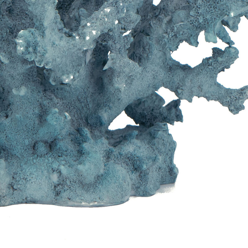 Pax 11 Inch Faux Coral Accent Decor for Tabletops, Powder Blue Polyresin - Benzara