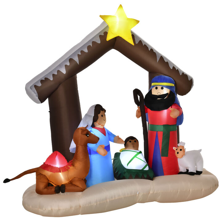 6' Light Up Nativity Scene Christmas Inflatable Outdoor Yard Decor w/ LED Light