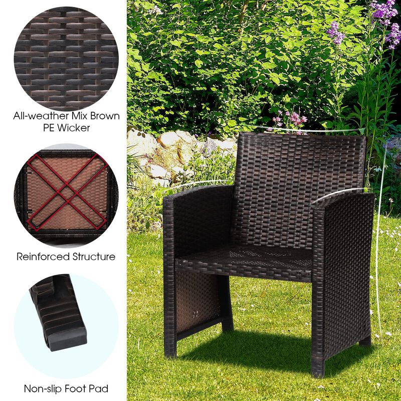 3 Pieces Patio Wicker Furniture Set with Storage Table and Protective Cover