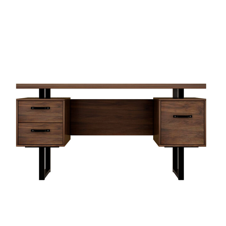 Home Office Computer Desk With Drawers/Hanging Letter-Size Files, 59 Inch Writing Study Table
