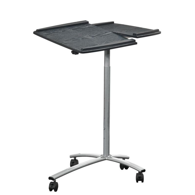 Hivvago Adjustable Laptop Computer Cart Desk Stand in Graphite Wood Grain