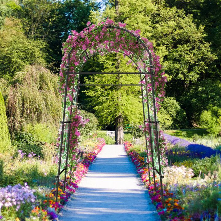 Hivvago 7.5 Feet Garden Arch Trellis with PE Coated Metal Structure