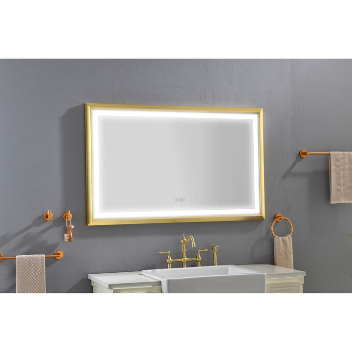 LED Frontlit Bathroom Mirror Wall-Mounted Vanity Mirror with Smart Touch Button for Modern Bathroom Lighting