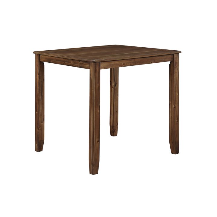 Timothy 5 Piece Counter Height Dining Table and Chairs, Square, Brown Wood - Benzara