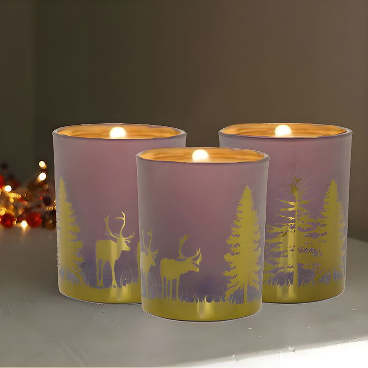 Set of 3 Decorative Votive Holders for Stylish Home Décor and Candle Lighting