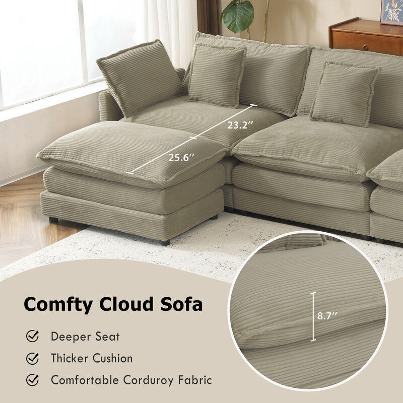 Merax Modern Corduroy Modular Sofa Couch for Living Room