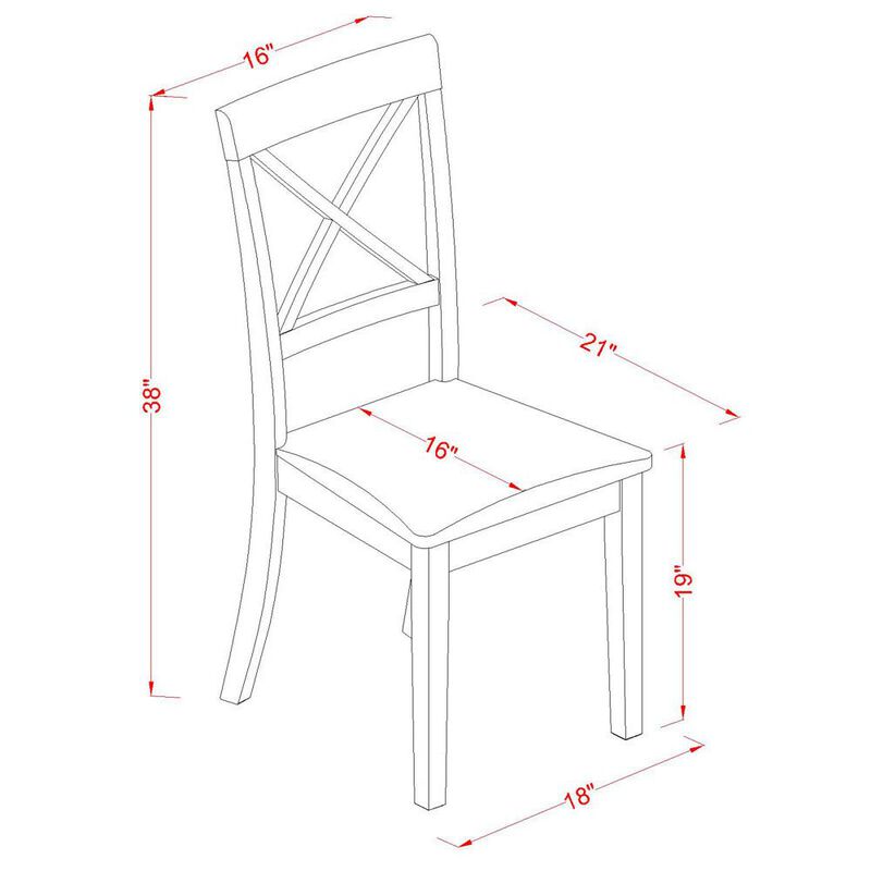 East West Furniture BOC-CAP-C Boston X-Back dining chair with Faux Leather Fabric Seat
