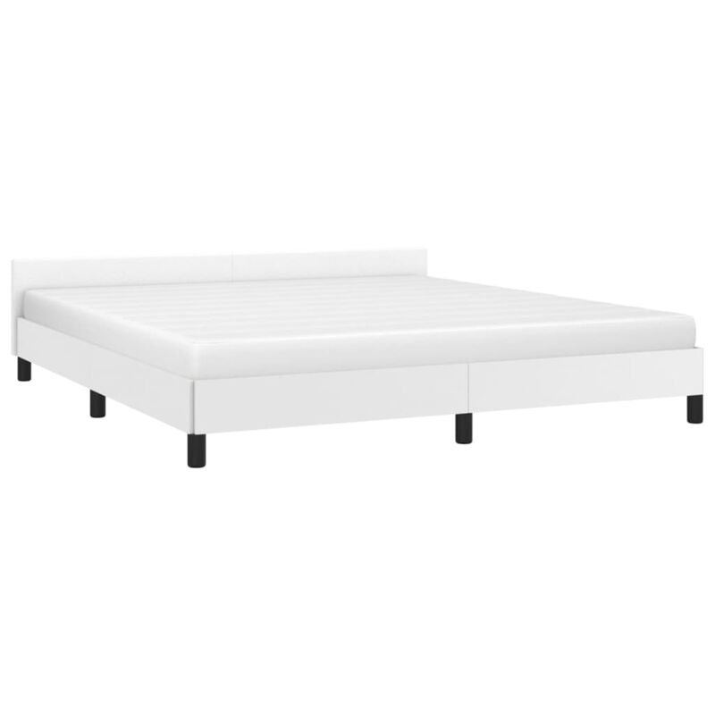 vidaXL Bed Frame with Headboard White 76"x79.9" King Faux Leather
