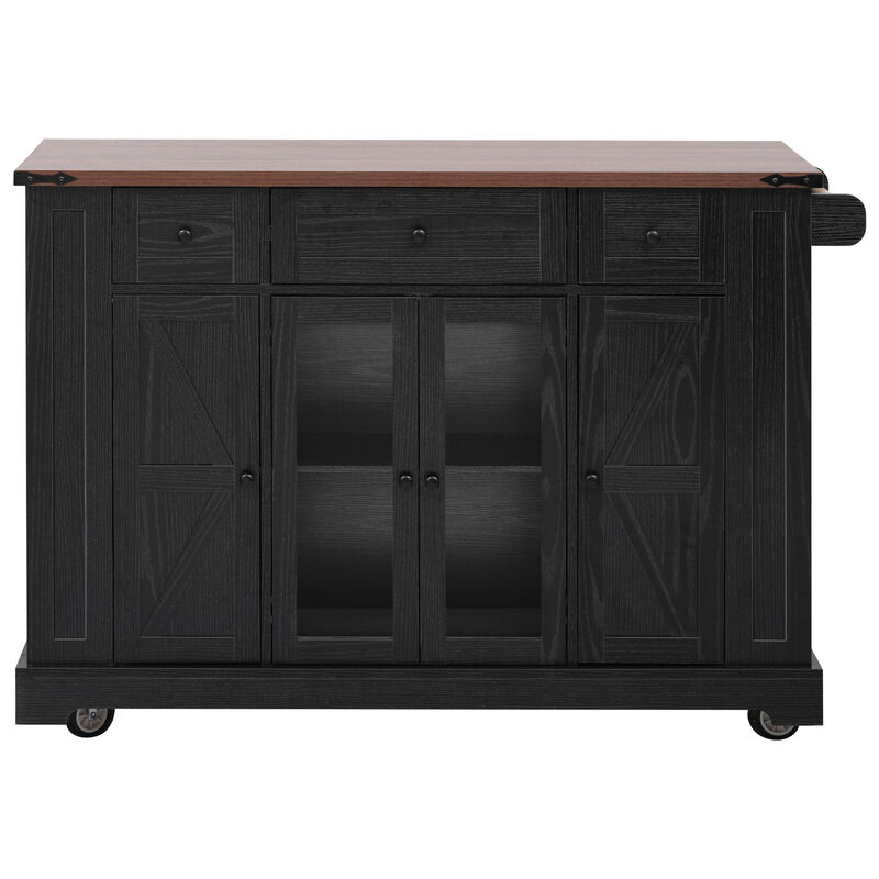Merax Farmhouse Kitchen Island with Power Outlet