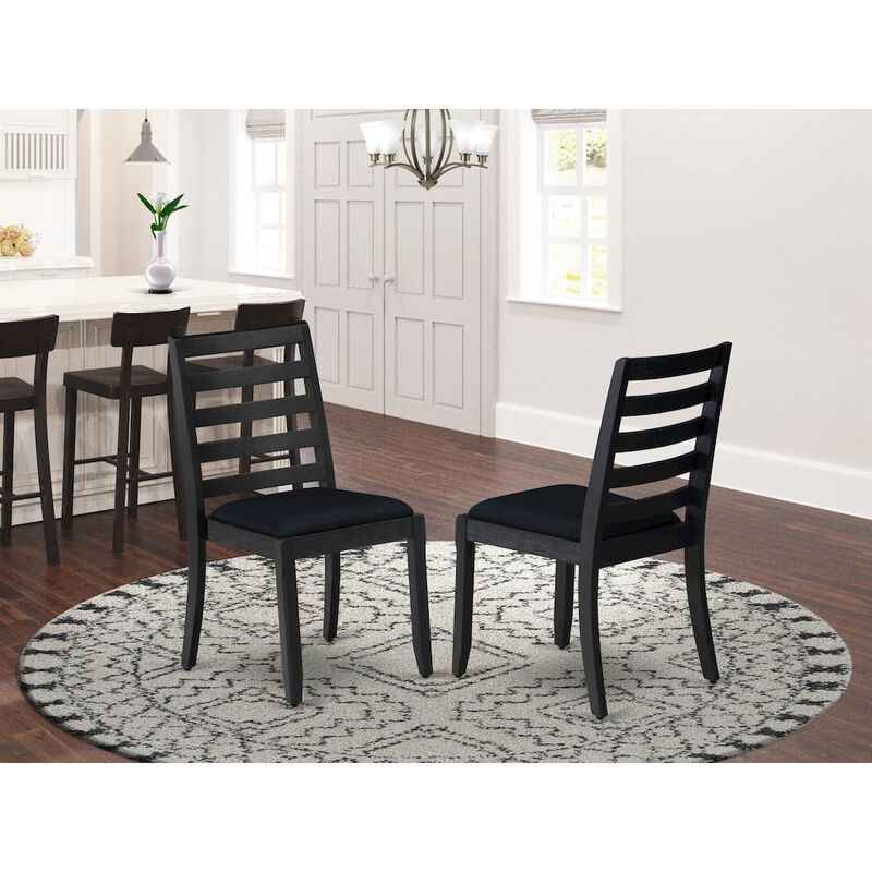 Luxe by East West Furniture Dining Room Chair with Black Linen Fabric and upholstered back