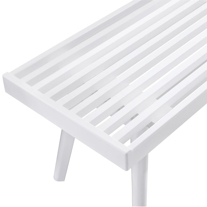 Larwich White Solid Wood Slatted Bench
