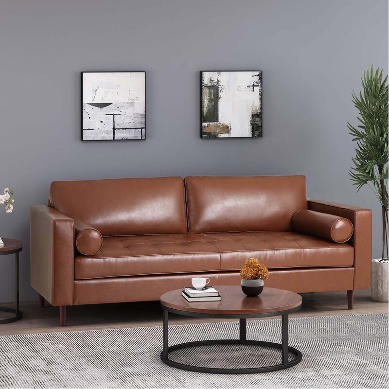 Merax Solid Wood Frame PU Fabric Sofa Couch