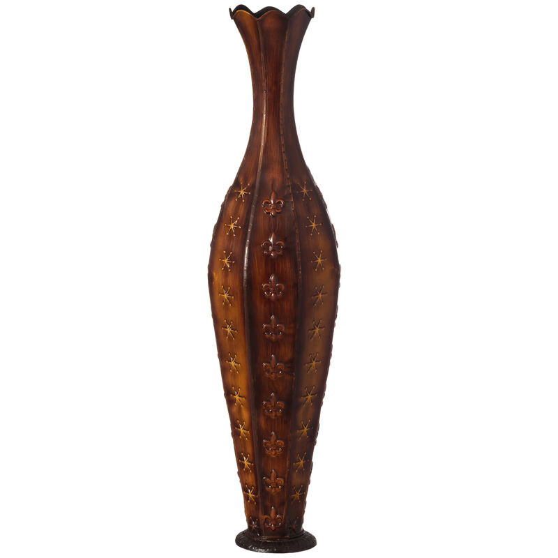 34-Inch Metal Decorative Floor Vase: Stylish Centerpiece for Home Décor, Dried Flowers, Living Room, Bedroom Accent, Modern Interior Design, Elegant Room Décor, Tall Vase for Display