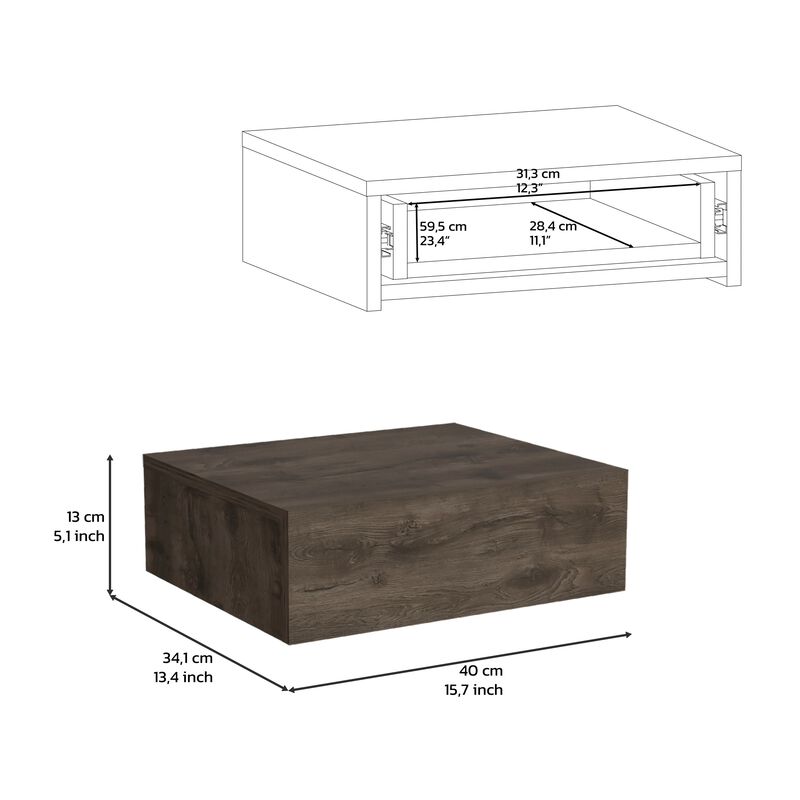 DEPOT E-SHOP Ivor Floating Nightstand, Modern Wall-Mounted Bedside Shelf with Drawer, Black